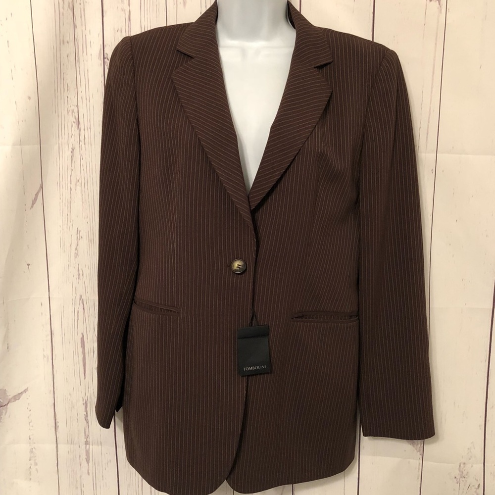 Tombolini Pin Stripe Blazer Sports Coat 46 Silk
